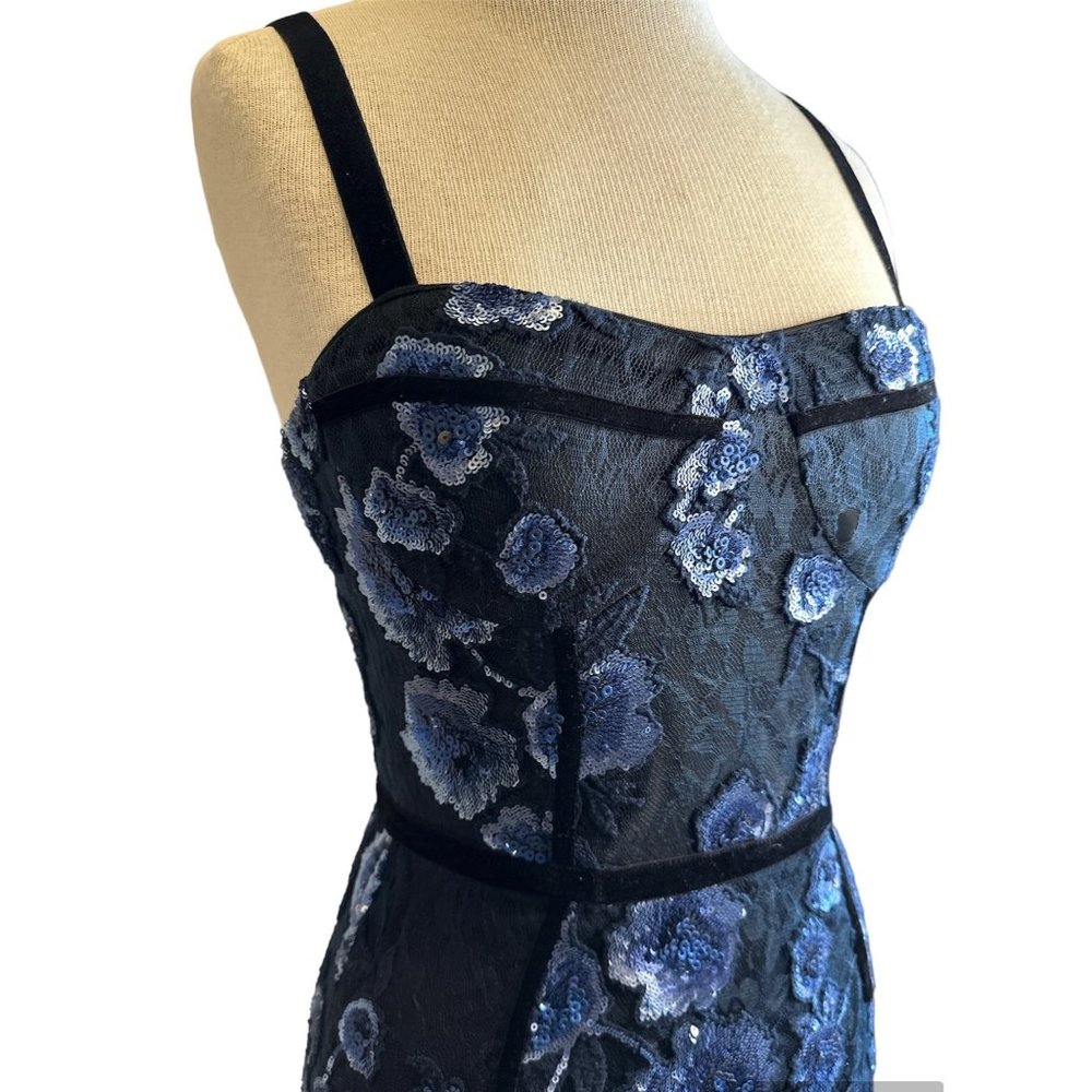 Bronx and Banco Camille Pencil Dress in Navy Sequin Medium New Womens Midi Lace - Picture 6 of 11